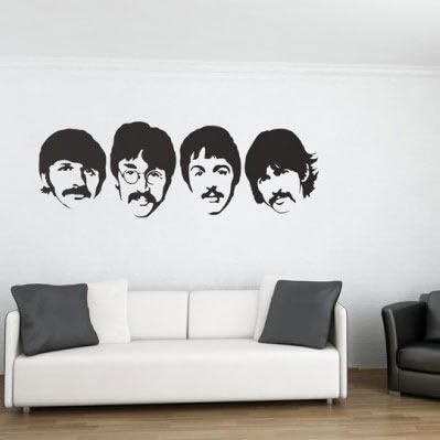 Beatles Wall Stickers- Big Head Self Adhesive Decal of Ringo, John, Paul, George