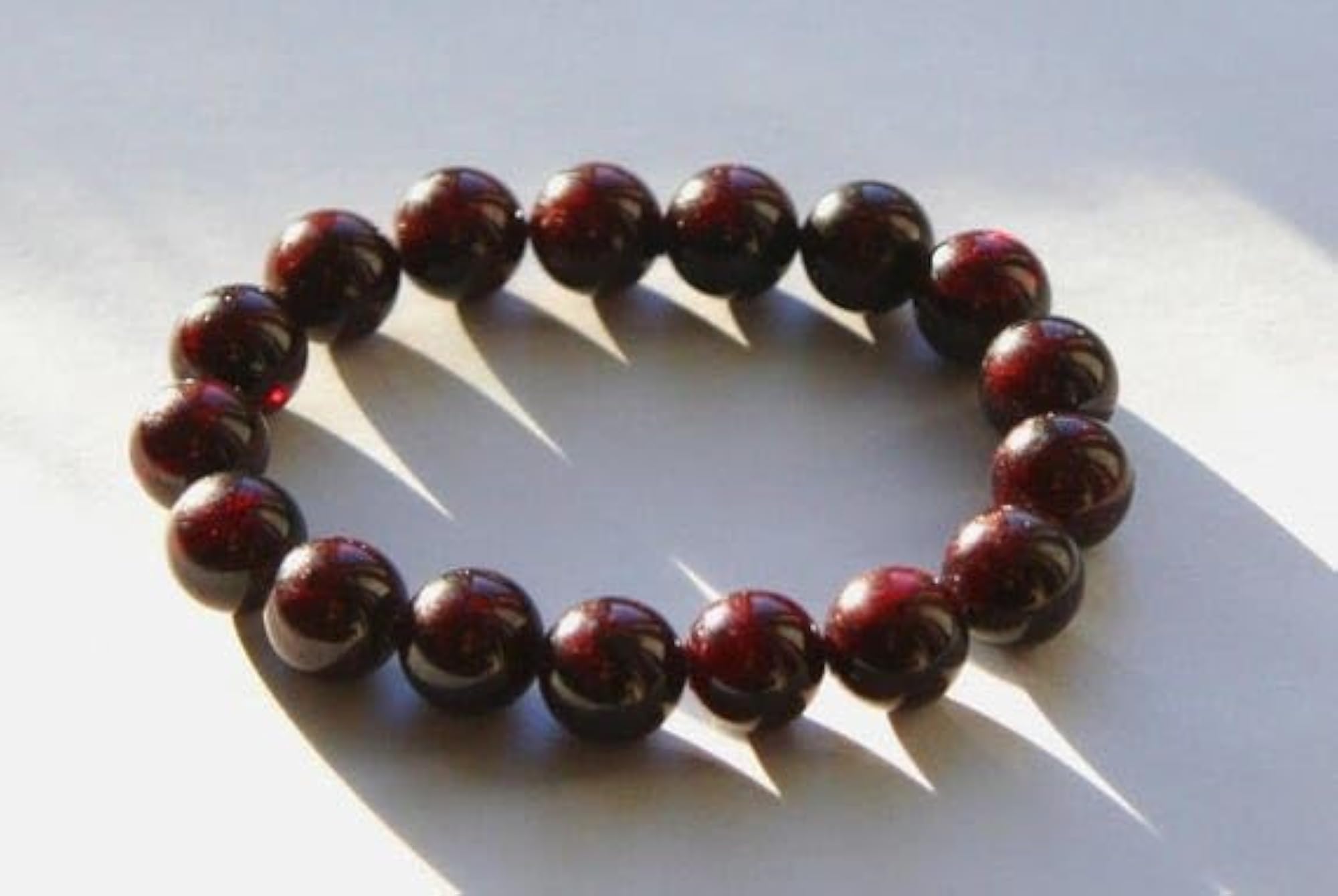 Natural Garnet 12mm Smooth Cut Beads Stretchable Bracelet, Unisex