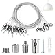QWORK® 8 Stück Seilaufhängung Einbauset,1.5mmx1.5m, Edelstahl Decke Ohrstecker Drahtseil, Deckenbefestiger Befestigungs, für LED Panel Deckenleuchte