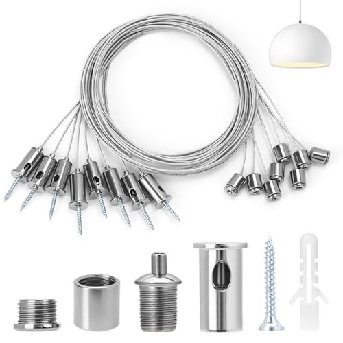 QWORK® 8 Stück Seilaufhängung Einbauset,1.5mmx1.5m, Edelstahl...