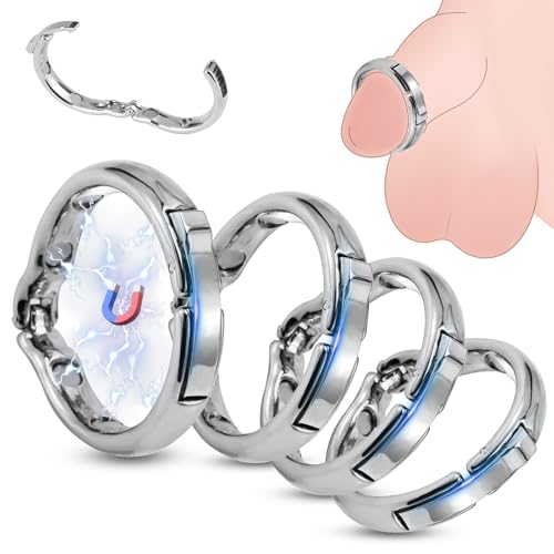 BDSMJOY Penisringe 4 Set,Magnetisches Penisring Cockringe extrem Edelstahl,Hodenring Eichelring erotisches Sexspielzeug für die Männer Sex Spielzeug ab 18 für Paare extrem Sex (4 IN 1)