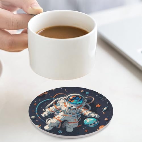 Dessous de verre astronaute en céramique de qualité avec support de rangement - 8