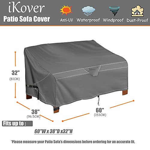 Patio Loveseat Cover, Heavy Duty Patio Furniture Covers, Waterproof Outdoor Sofa Cover, Provide A Great Fit And All-Weather Protection, (Grey,60 Inch) #TOP1
