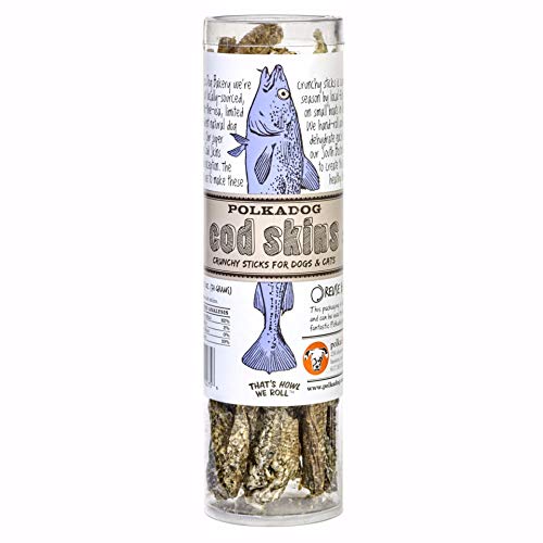 Polkadog Cod Skins Cat & Dog Treats Tube â€“ All-Natural, Pet, Treats for Dogs, Cats â€“ Savory, Healthy Fish Treats Puppy, Kitten Treat â€“ Single Ingredient â€“ 2.5 oz.