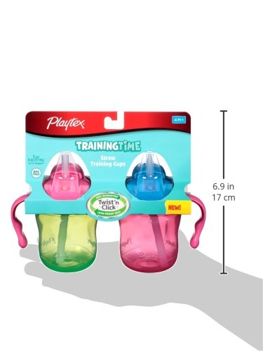 Playtex Training Time Straw Cups, 6 Ounce, 2 Count (Colors may vary) (Discontinued by Manufacturer)