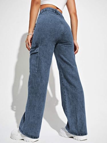 Image of CHKOKKO Women High Rise Denim Solid Regular Fit Jeans