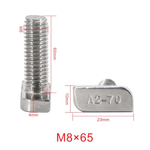 Tornillos de rosca completa M8 x 65 mm con tuercas de brida en T 2