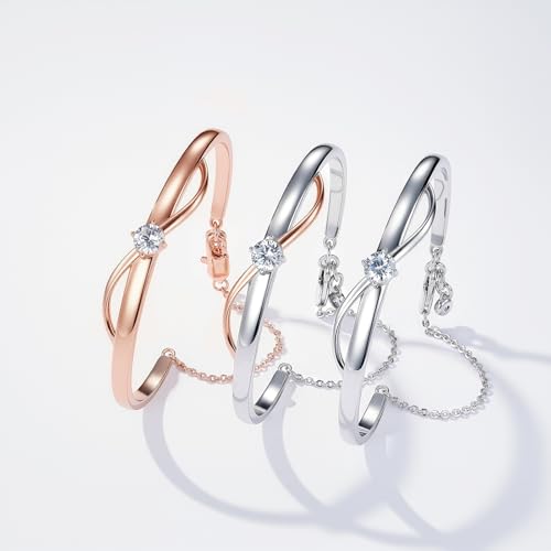 Infinity Bracelets for womens,Women's 18K White Gold Plated Adjustable Bracelets, Minimalist Jewellery for Women, Anniversary, Mother's Day, Christmas, Valentines gifts for her - Image 4