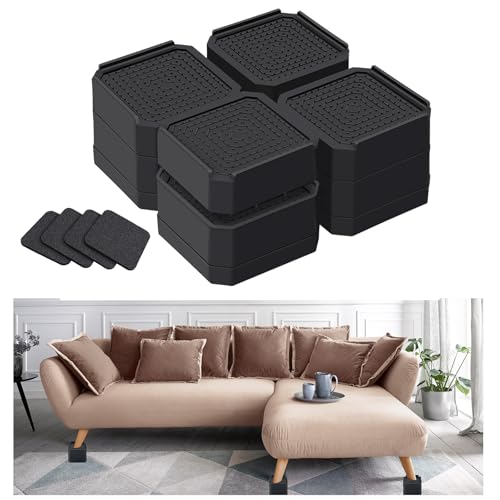 Hnndlra Heavy Duty Furniture Risers Stackable Bed Risers Adjustable Bed Raising Blocks Elevation in Heights 3 Inch for Sofa Table Chair Couch Washer Support Up to 4000 lbs