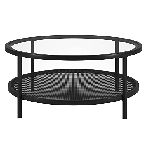 Image of Henn&Hart 36 inch Wide Round Coffee Table in Blackened Bronze, Modern coffee tables for living room, studio apartment essentials