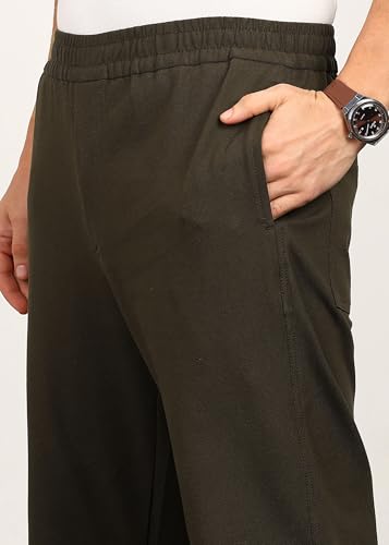 Image of Alan Jones Clothing Mens Washed Jersey Cotton Joggers Pants | Soft Stretch Cotton | Ankle Length with Elastic Hems