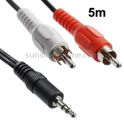 DONG Jack 3.5mm Stereo to RCA Male Audio Cable, Length: 5m Durable