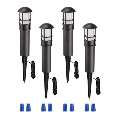 LEONLITE LED Low Voltage Landscape Pathway Lights, 3W 12V AC/DC Path Lighting, CRI90+, IP65 Waterproof, ETL Listed, Bronze Aluminum Housing, 3000K Warm White, Pack of 4 Cover