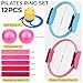 Pilates Ring and Ball Set with Resistance Bands Exercise Ball for Women, Pilates Equipment Essentials Kit 14'' & 12'' Pilates Rings, 2 Pilates Balls with Pump, 5 Bands for Home Workouts (Pink Blue)