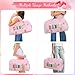 Dance Bag for Girls 2PCS Travel Ballet Bag with Shoes Compartment Chenille Letter Embroidery for Dancer Travel Duffel Weekender Overnight bag - Black/Hot Pink