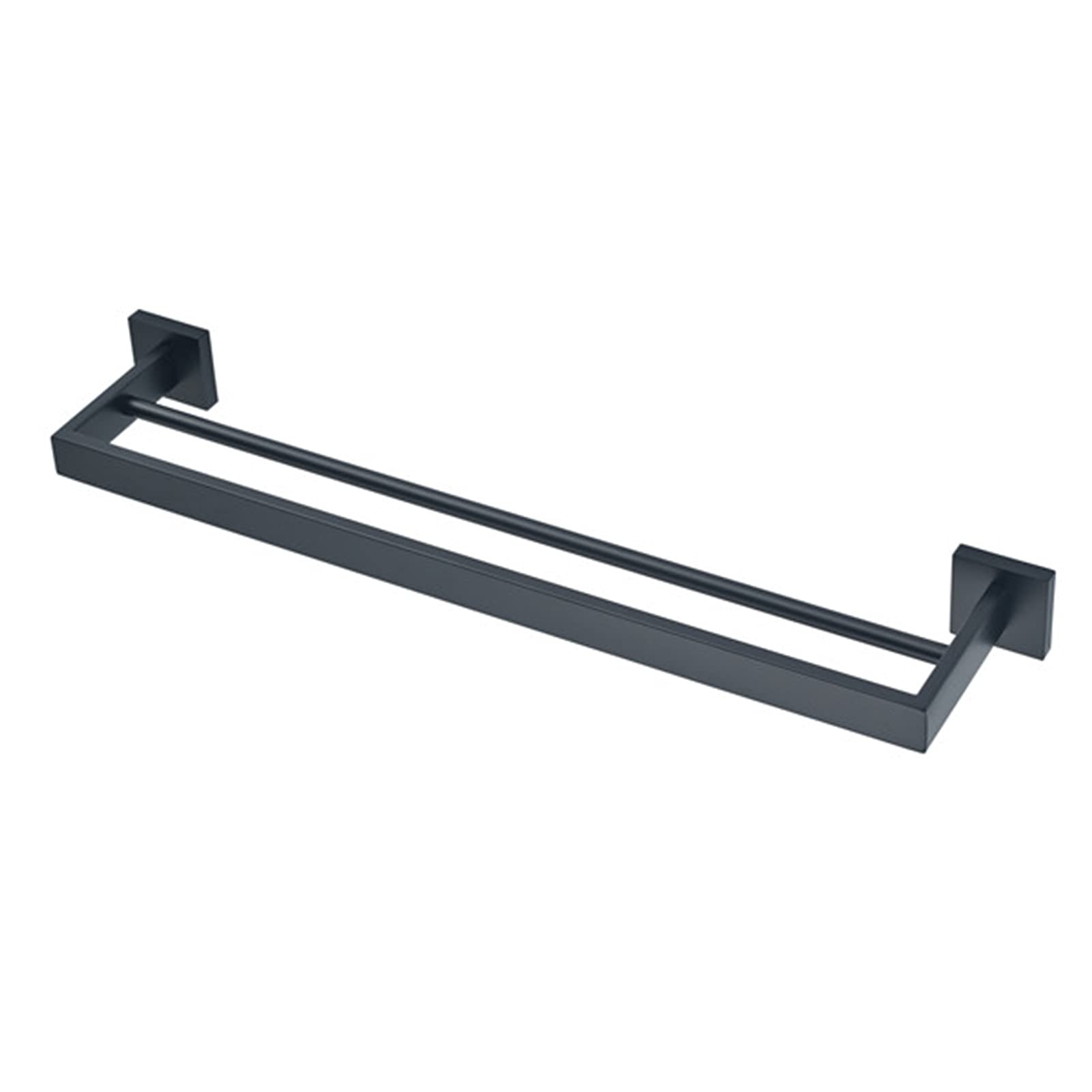 LMYSXAOZ Stainless Steel Towel Rack Holder Brushed Finish Square Double Rails Wall Mounted Shelf for Bathroom or Kitchen Accessory, 50/60cm -Black (Size : 60cm)