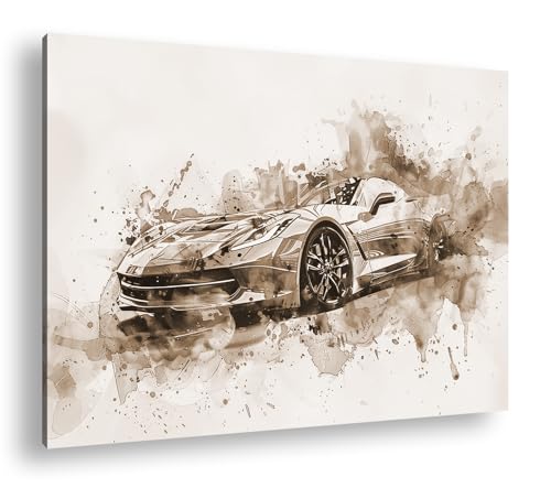 Tableau aquarelle de voiture 90x60 cm pour salon chic