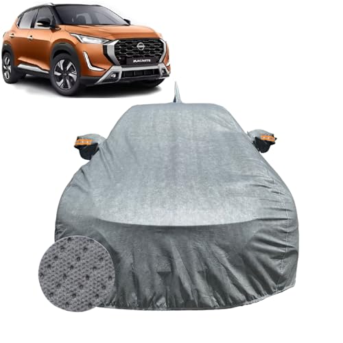 Image of Car Cover for Nissan Magnite (2020-2026) | 100% Waterproof Cover with Antenna & Reflective Mirror Pockets | Dustproof, Scratchproof, Heatproof Magnite Car Cover |Soft Cotton Lining| Grey