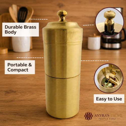 Image of ANYRA'S TROVE Pure Brass Filter Coffee Maker,South Indian Madras Kappi Drip Decoction Coffee Brewer, Coffee Filter with upto 5 cups,Home & Kitchen