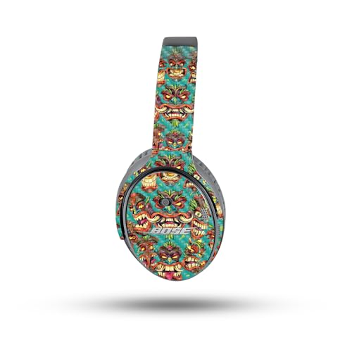 Image of MightySkins Carbon Fiber Skin Compatible with Bose QuietComfort 35 II Headphones - Crazy Tikis | Protective, Durable Textured Carbon Fiber Finish | Easy to Apply