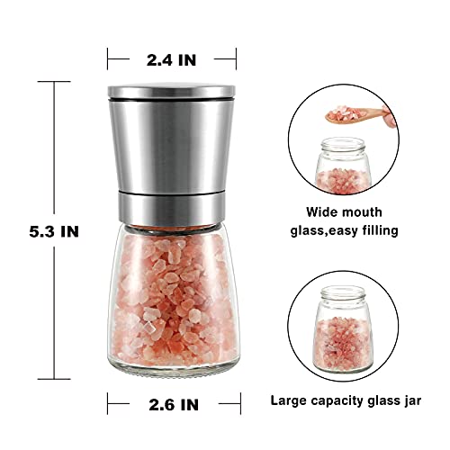 Vzaahu Salt And Pepper Grinders Refillable With Stand Black Peppercorn Mills Set Sea Salt Shakers Ceramic Core Adjustable Coarseness For Kitchen Cooking #TOP3