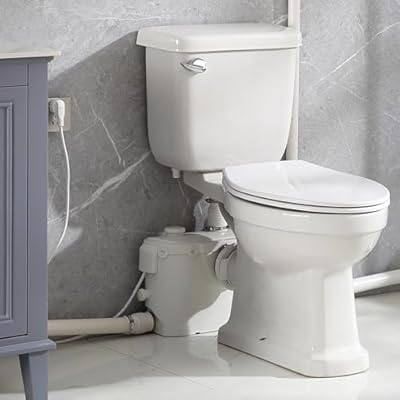 500W Macerating Toilet System: 3-Inlet, Durable, Upflush Toilet For Basement, Ideal for Basement and Bathroom,Upflow Toilet Systems, with Extension Pipe, Easy to Install