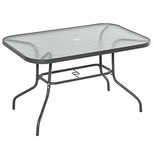 Outsunny Table de Jardin rectangulaire dim. 120L X 80l x 70H cm métal époxy Gris Plateau Verre trempé