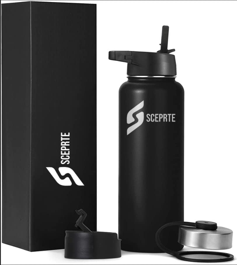 Wide Mouth Insulated Stainless Steel Water Bottle - Flip Top - for Hiking and Biking (water bottle)
