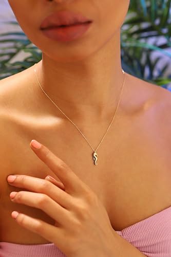 14K Real Gold Seahorse Pendant, Dainty initial Animal Necklace, Minimalist Gold Seahorse Necklace, Birthday Gift2