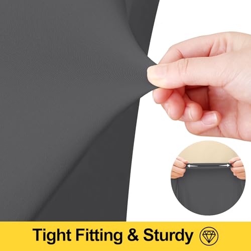 Image of Smiry Spandex Elastic Fitted Table Cloth Skirt for 8FT Rectangle Table | Stretch Washable Table Cloth, Banquet Table Cover for Wedding, Party, Indoor & Trade Shows, (Dark Grey, 96Lx30Wx30H)