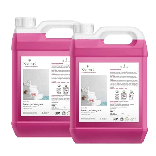 Image of Shatras Liquid Detergent, suitable for all type of washing machine, Nature based liquid, No Harmful chemicals, Baby Safe, Cloth freshener with fabric conditioner Pink detergent-10L