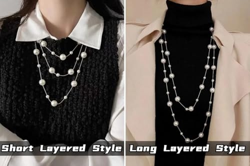 Extra Long Pearl Necklace 68" Faux Pearl Multi Strand Gold Necklaces for Women White Pearl Layered Necklace Wedding Party Prom Costume Jewelry4