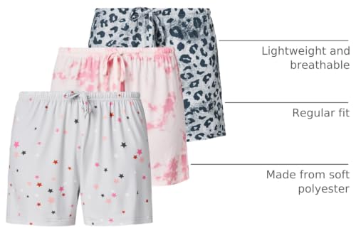 Image of Ultra Performance 3 Pack Womens Boxer Shorts Soft Pajama Sleep Lounge Short | 95% polyester, 5% spandex; moisture-wicking; ideal for sleeping, lounging, casual wear, pajama pj shorts, Yummy shorts women