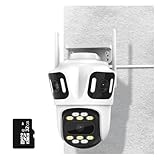 3 In 1 Security Camera Indoor Outdoor, 360° View Pan/Tilt Wi-Fi Camera Wired 24/7 Recording, 32GB Local Storage, No Subscription, Free AI Detection, Motion Tracking, 2 Way Audio, Color Night Vision