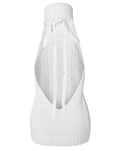 Sorrica Women's Sexy Turtle-Neck Crochet Backless Sweater Japanese Anime Cosplay Cable Knit Pullover Sweater Jumper3