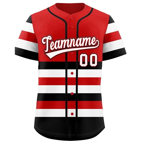 Camisetas personalizadas de béisbol con botones y rayas con nombre y número bordados para hombres, mujeres y jóvenes