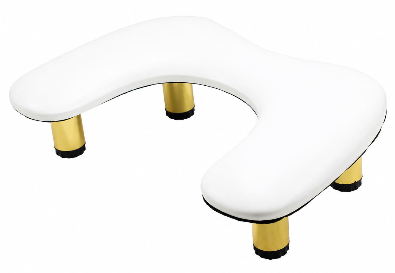 U-Förmig Handauflage Nagelstudio: Golden Strahlender Runder Ständer Wrist Rest - 45°Schräge Unterstützung Handablage Nägel - Weicher und Elastischer Schwamm Handgelenkauflage für Handablage