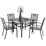 Sophia & William Patio Table and Chairs Wrought Iron Outdoor Dining Furniture Set 5 Piece, 37'...