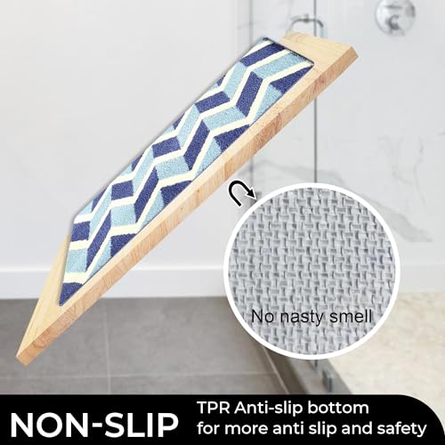 Tapis de bain bleu 81x51 cm en microfibre géométrique lavable - 7