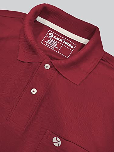 Lux Nitro Men's Maroon Cotton Polo T-Shirt with Pocket (Size : Medium)