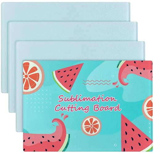 4 Pcs Sublimation Cutting Board Blanks, 28 x 20 cm Textured Tempered Glass Chopping Board, Anti Slip Glass Chopping Board for Heat Press Printing Kitchen DIY Gifts