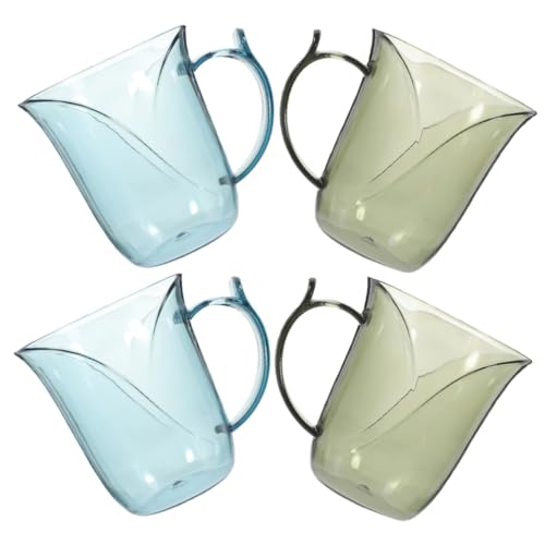 PRETYZOOM 4pcs Transparent Mouthwash Cups for Bathroom Simple Reusable Toothbrush Mugs for Toothbrush and Toothpaste Storage Family Use Lightweight Design for Daily Oral Care