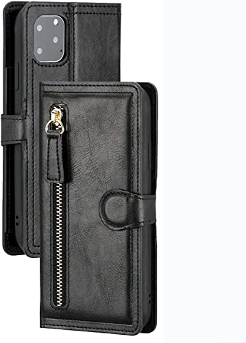 Étui portefeuille iPhone 13 Pro en cuir PU noir avec support et coque TPU