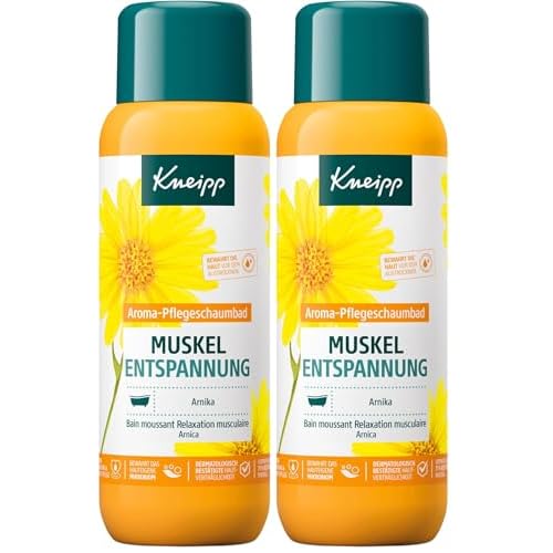Kneipp Aroma-Pflegeschaumbad Muskel Entspannung - Badezusatz mit wertvollem Extrakt der Arnika & natürlichen ätherischen Ölen aus Cabreuva, Rosmarin & Pinus-Arten - wärmendes Badeerlebnis - 400ml