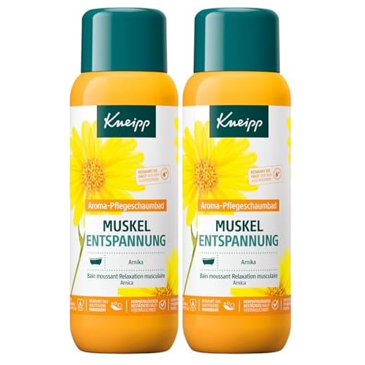 Kneipp Aroma-Pflegeschaumbad Muskel Entspannung - Badezusatz mit wertvollem Extrakt der Arnika & natürlichen ätherischen Ölen aus Cabreuva, Rosmarin & Pinus-Arten - wärmendes Badeerlebnis - 400ml
