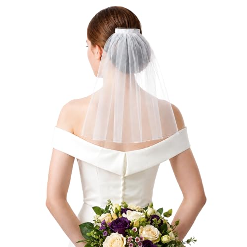 Styquenzer Short Bridal Veil White Bridal Veil with Comb Wedding Womens Short Vails Flower Girl Veils for Bachelorette Party Veils Bridals Shower Engagement First Communion