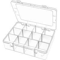 DARUITE Sortierboxen für Kleinteile, 12 Raster Aufbewahrungsboxen,Plastik Sortimentsboxen,Einstellbar Sortierkasten für Angelausrüstung Kleinteile Bügelperlen Ohrringe Perlen Nähgarn