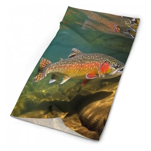 KWQDOZF Pañuelo multiusos, mascarilla transpirable, mascarilla para el cuello, bufanda estampada para pesca con mosca y trucha de arroyo, adecuada para esquí, pesca, senderismo y ciclismo