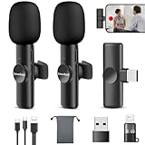 Smerkod Wireless Lavalier Microphone for iPhone, iPad, Android Phone, Computer - Professional Video Recording Lapel Lav Mic, 2 Mini Clip on Microphone for YouTube Interview Vlog Livestream & Podcast