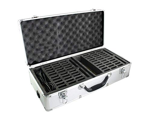 EXMAX EXD-C64 Estuche de carga de aleación de aluminio con puerto de carga Mini USB para baterías de EXD-101, ATG-100T sistema inalámbrico de guía turística transmissor y receptor (Estuche de carga de 64 ranuras) miniatura 1